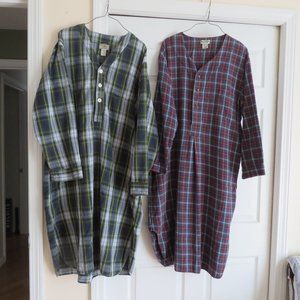 2 Mens Plaid Flannel Nightshirts LL Bean and Munsingwear